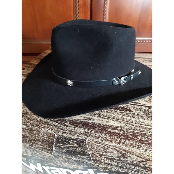 Vintage THE ROUNDUP Wrangler 5XXXXX Beaver Cowboy Hat with Original Box Black